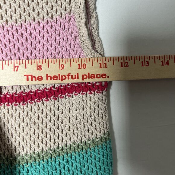Z Supply Crochet Multi Striped Baby Cropped Sweater Tank Y2K Size S - Picture 7 of 7